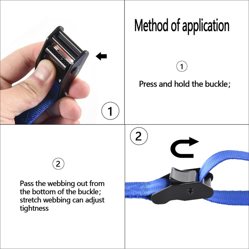 GAITWIN Car Roof Rack Loop Tie Down Straps - Short Cam Buckle Crossbars for Kayak, Surfboard, Paddle Board, Surf Rack Lashing Straps for Longboard, Bodyboard, Truck, Dock, Boat, Trailer, ATV, Dirt Bike, Canoe - Image 4